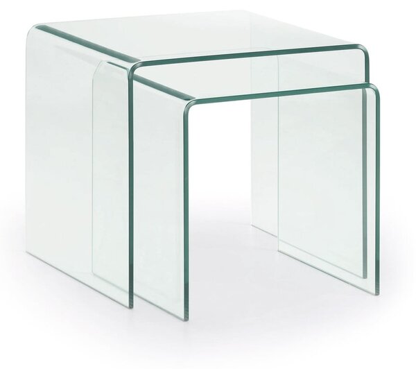 Skleněné konferenční stolky v sadě 2 ks 50x50 cm Burano – Kave Home