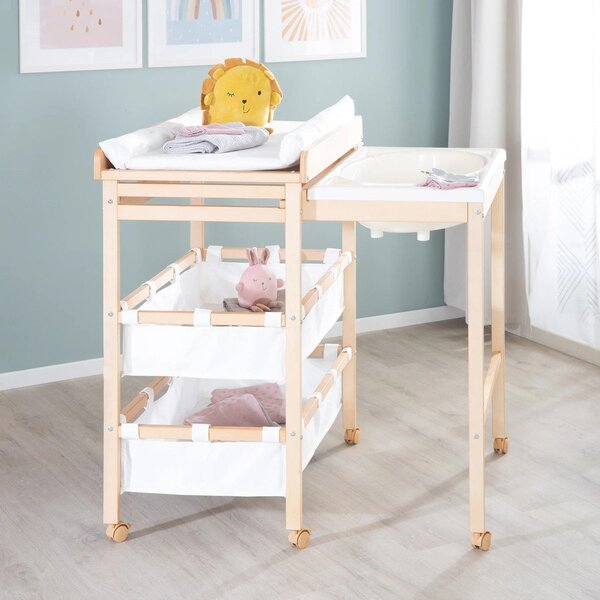 Přebalovací pult v dekoru břízy v bílo-přírodní barvě Baby Pool – Roba