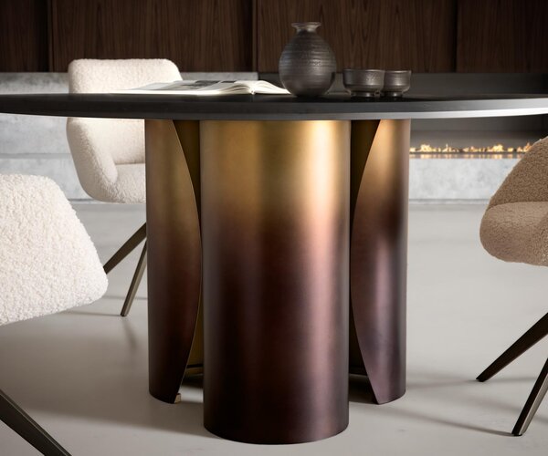 DELIFE Jídelní stůl Adenza kulatý 140x140 cm mramor černá stříbrná kov zlatá Fusion Finish