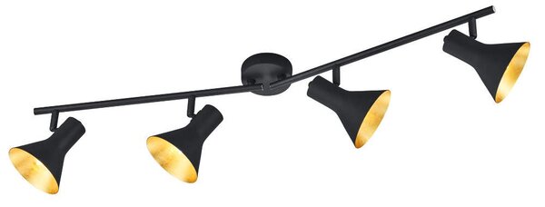 Trio R80164002 NINA -Stropní bodové svítidlo v retro stylu (Naklápěcí světlo na strop v černo-zlaté barvě)