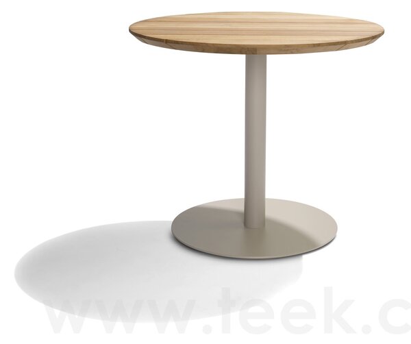 Tribu Jídelní stůl snížený T-Table, Tribu, kulatý 80x67 cm, rám lakovaná nerez barva white, deska keramika dekor sabbia