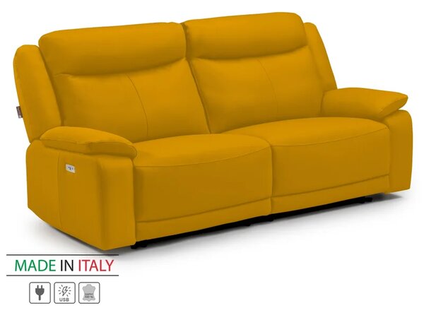 Kožená pohovka CONTINENTAL s elektrickou funkcí relax 3P, elektrické, žlutá (giallo 320