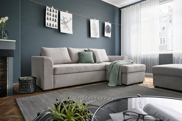 ROHOVÁ SEDAČKA, textil, světle šedá Xora - Sedací soupravy