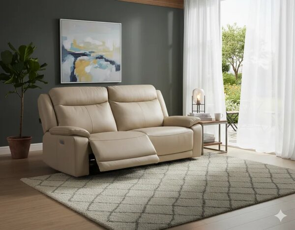 Kožená pohovka CONTINENTAL s elektrickou funkcí relax 3P, elektrické, červená (rosso 304)