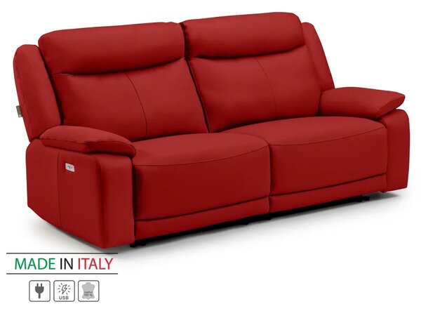 Kožená pohovka CONTINENTAL s elektrickou funkcí relax 3P, elektrické, červená (rosso 304)