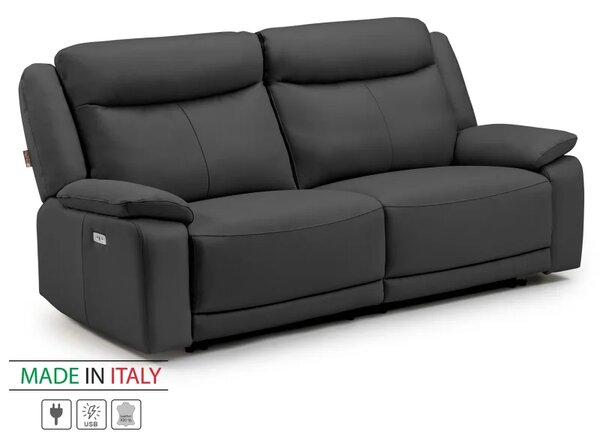 Kožená pohovka CONTINENTAL s elektrickou funkcí relax 3P, elektrické, černá (nero 308)