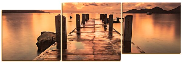 Obraz na plátně - Krásný západ slunce nad jezerem - panoráma 5164FD (90x30 cm)
