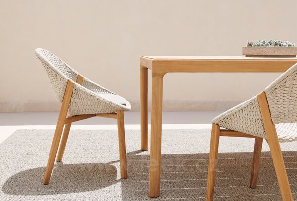 Tribu Teakové jídelní křeslo Elio, Tribu, rám teak, výplet lankový linen, bez sedáku