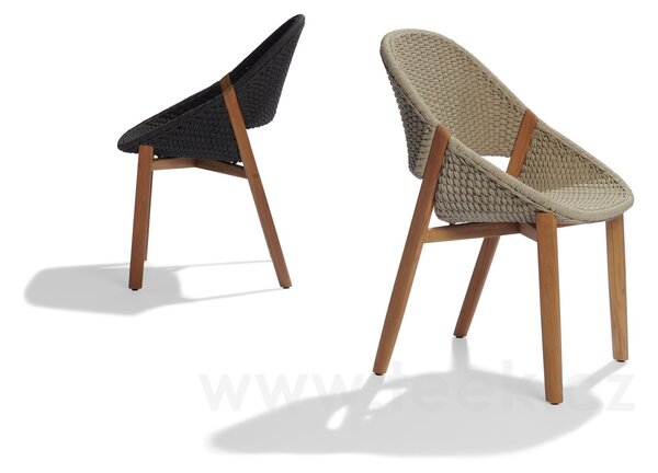 Tribu Teakové jídelní křeslo Elio, Tribu, rám teak, výplet lankový linen, bez sedáku