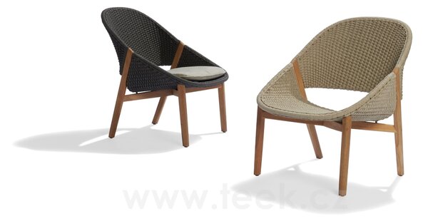 Tribu Teakové nízké křeslo Elio, Tribu, rám teak, výplet lankový linen, bez sedáku