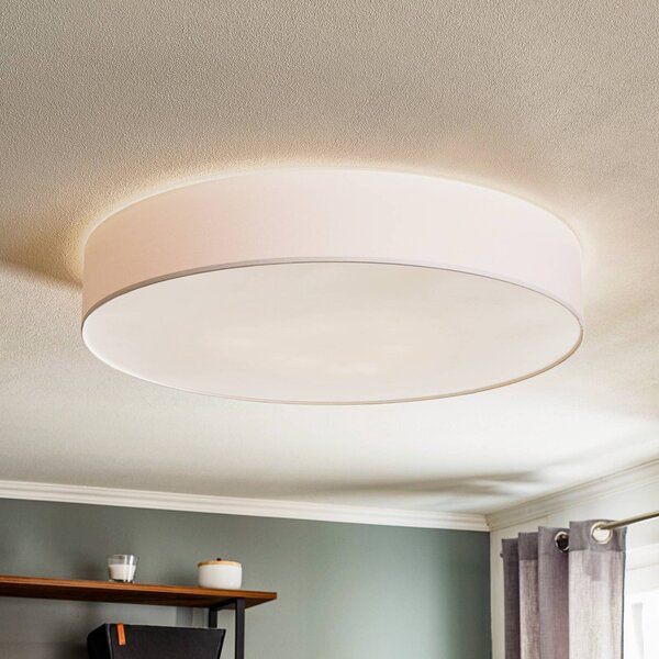 TK Lighting Stropní světlo Rondo, bílé Ø 80cm, stmívatelný, Bílá / opál, Ložnice, Textil / tkanina / hedvábí, Moderní