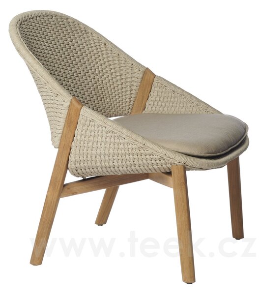 Tribu Teakové nízké křeslo Elio, Tribu, rám teak, výplet lankový linen, bez sedáku