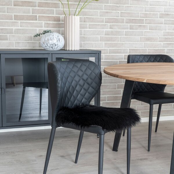 Nordic Living Černý podsedák Lenny 40 x 40 cm z ekokůže