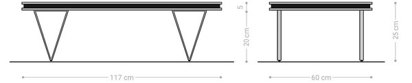 DELIFE Designový konferenční stolek Stonegrace 117x60x25 cm akácie přírodní břidlice