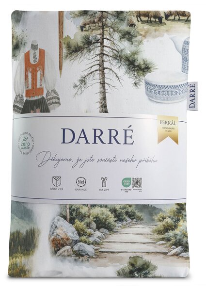 DARRÉ Perkálové bavlněné povlečení Slovenské tradice - GOTS Velikost: 140 x 200 + 70 x 90