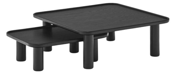 -25 % Dny MOMENTI– Černý dřevěný set konferenčních stolků Teulat Nest 79/49 x 79/49 cm