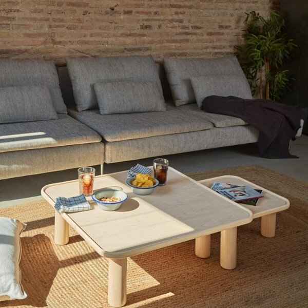Přírodní dřevěný set konferenčních stolků Teulat Nest 79/49 x 79/49 cm
