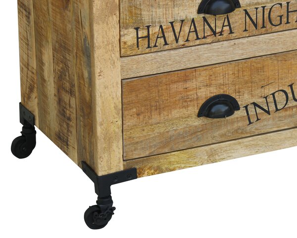 Sob nábytek - Dřevěná komoda na kolečkách Havanna mango - SOBHA-03