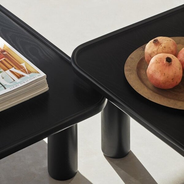 -25 % Dny MOMENTI– Černý dřevěný set konferenčních stolků Teulat Nest 79/49 x 79/49 cm