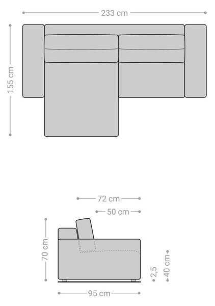 DELIFE Rohová pohovka Lanzo 230x155 cm mikrovlákno khaki hnědá variabilní lenoška