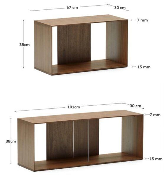 Kave Home Set čtyř ořechových modulárních polic Litto