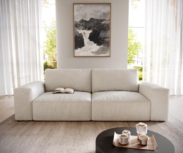 DELIFE Pohovka Lanzo 230x95 cm bouclé krémová bílá