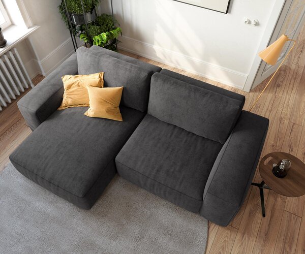 DELIFE Rohová pohovka Lanzo 230x155 cm mikrovlákno černá variabilní lenoška