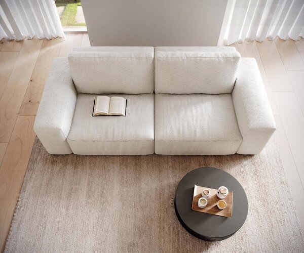 DELIFE Pohovka Lanzo 230x95 cm bouclé krémová bílá