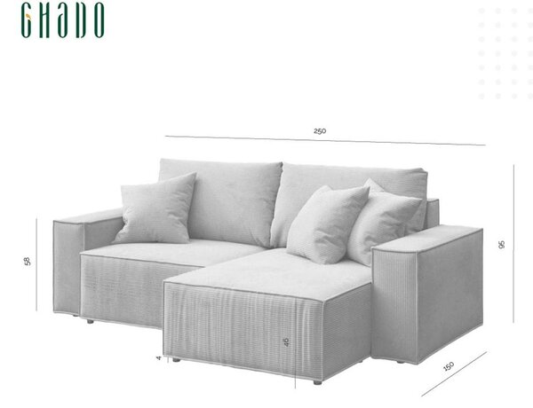 Ghado Manšestrová rozkládací pohovka Melow 250 cm, levá/pravá