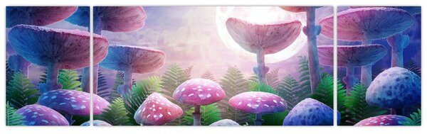 Obraz - Houby při úplňku, grafika (170x50 cm)