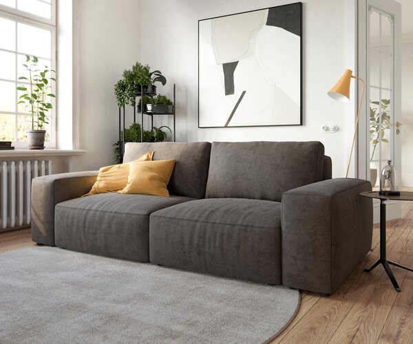 DELIFE Pohovka Lanzo 230x95 cm mikrovlákno khaki hnědá