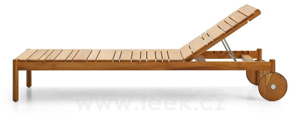 Varaschin Teakové lehátko s kolečky a celopotahem Barcode, Varaschin, 209x71x32 cm, teak, celopotah venkovní látka kat. D barva dle vzorníku