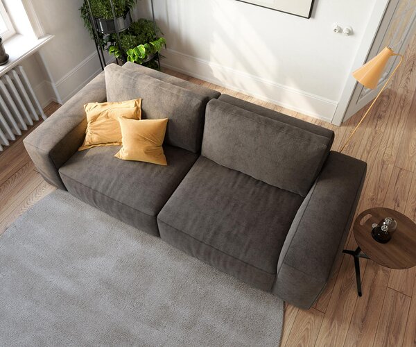 DELIFE Pohovka Lanzo 230x95 cm mikrovlákno khaki hnědá