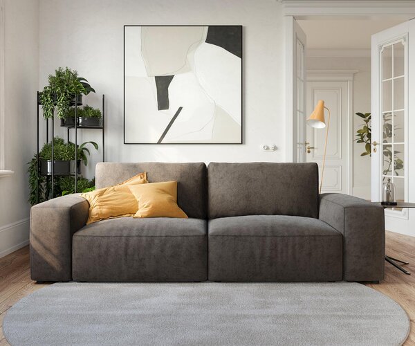 DELIFE Pohovka Lanzo 230x95 cm mikrovlákno khaki hnědá