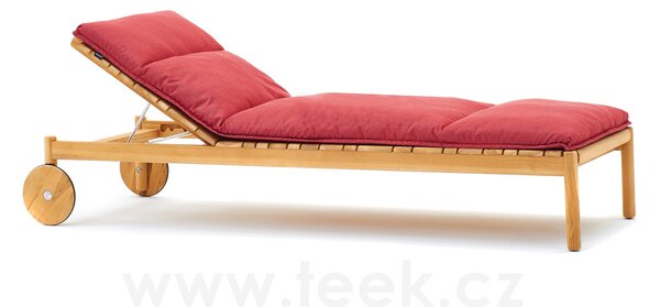 Varaschin Teakové lehátko s kolečky a celopotahem Barcode, Varaschin, 209x71x32 cm, teak, celopotah venkovní látka kat. D barva dle vzorníku