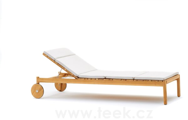 Varaschin Teakové lehátko s kolečky a celopotahem Barcode, Varaschin, 209x71x32 cm, teak, celopotah venkovní látka kat. D barva dle vzorníku