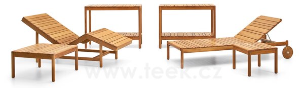 Varaschin Teakové lehátko s kolečky a celopotahem Barcode, Varaschin, 209x71x32 cm, teak, celopotah venkovní látka kat. D barva dle vzorníku