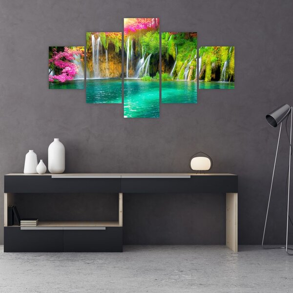 Obraz - Vodopád, Plitvická jezera, Chorvatsko (125x70 cm)