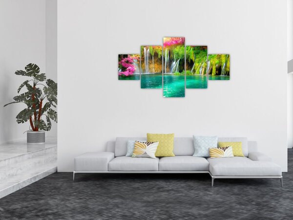 Obraz - Vodopád, Plitvická jezera, Chorvatsko (125x70 cm)