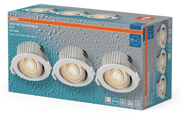 Vestavný LED reflektor CCT IP44, laditelná bílá, bílá