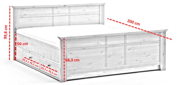 Sob nábytek - Postel z masivu 140x200 s úložným prostorem Goteborg borovice - F0ED93000