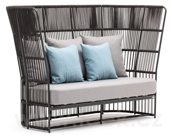 Varaschin 2-místná pohovka/sofa s vysokou zádovou opěrkou Tibidabo, Varaschin, 194 cm, rám hliník, výplet lanko, sedák a opěrné polštáře venkovní látka kat. B, barevné provedení dle vzorníku