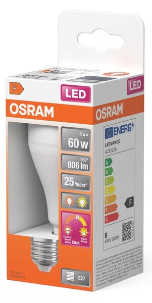 Matná LED žárovka E27 STAR 8 W, laditelná bílá, náhrada 60 W