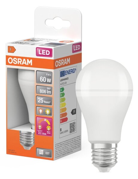 Matná LED žárovka E27 STAR 8 W, laditelná bílá, náhrada 60 W