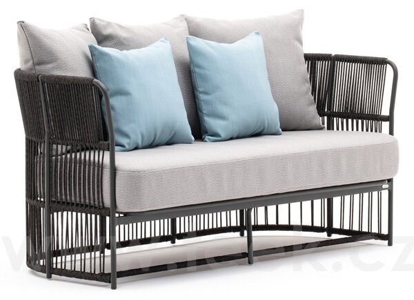 Varaschin 2-místná pohovka/sofa Tibidabo, Varaschin, 170 cm, rám hliník, výplet lanko, sedák a opěrné polštáře venkovní látka kat. B, barevné provedení dle vzorníku