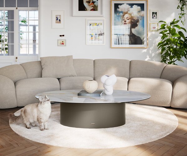 DELIFE Konferenční stolek Edge oválný 140×80 cm keramika Onyx Pearl Casilda Titanová barva