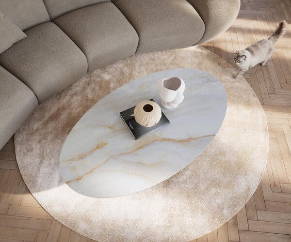 DELIFE Konferenční stolek Edge oválný 140×80 cm keramika Onyx Pearl Casilda Titanová barva