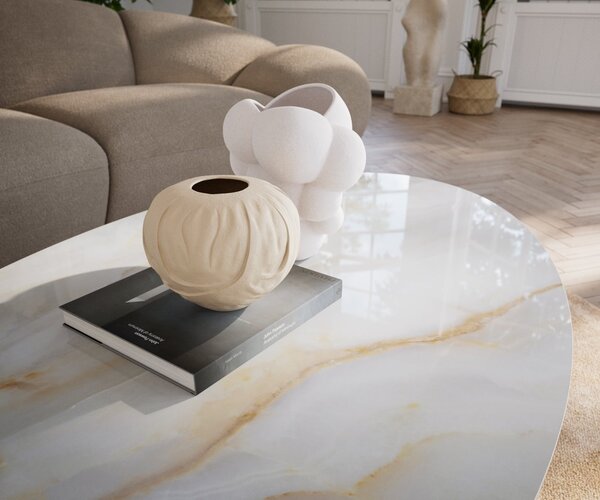 DELIFE Konferenční stolek Edge oválný 140×80 cm keramika Onyx Pearl Casilda Titanová barva