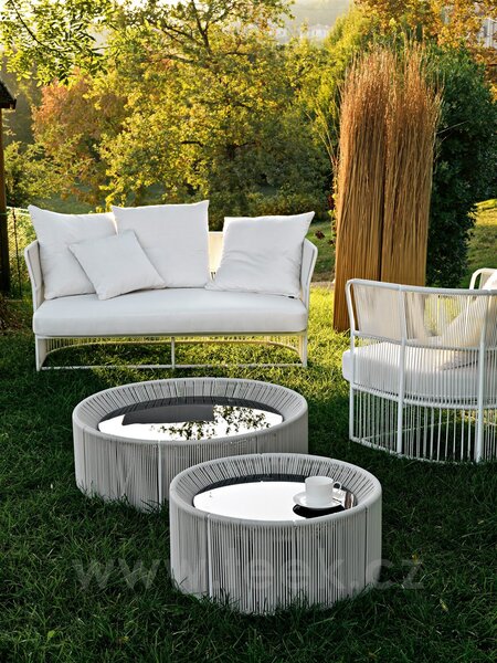 Varaschin 2-místná pohovka/sofa Tibidabo, Varaschin, 170 cm, rám hliník, výplet lanko, sedák a opěrné polštáře venkovní látka kat. B, barevné provedení dle vzorníku