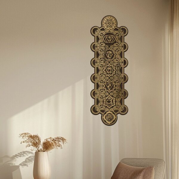 Dřevěná dekorace Čakrový panel | Rozměry (cm): 20x60 | Zvolte barvu dekoru: Javor-Wenge
